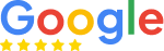Google Reviews logo with five yellow stars indicating a 5-star rating.