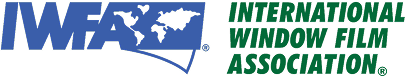 Logo for the International Window Film Association (IWFA) with stylized blue "IWFA" letters and a green map design, followed by green text reading “International Window Film Association.”