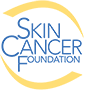 Skin Cancer Foundation logo with blue text surrounded by a curved yellow shape resembling a partial sun.